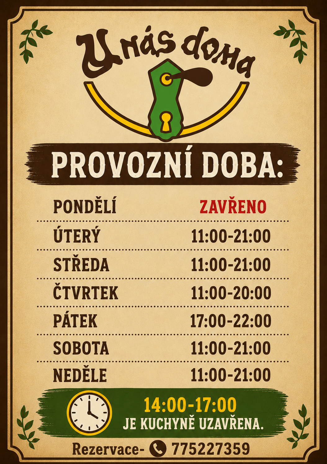 Provozní doba o letních prázdninách